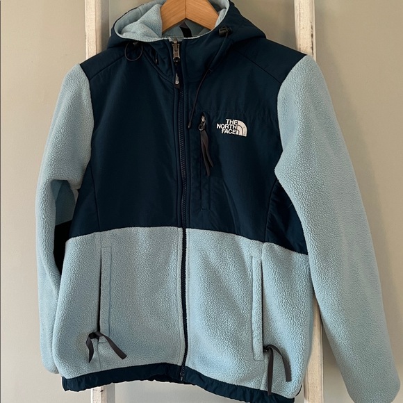The North Face vintage Dinali bay Blue Hooded Fleece Jacket size small - Picture 3 of 8